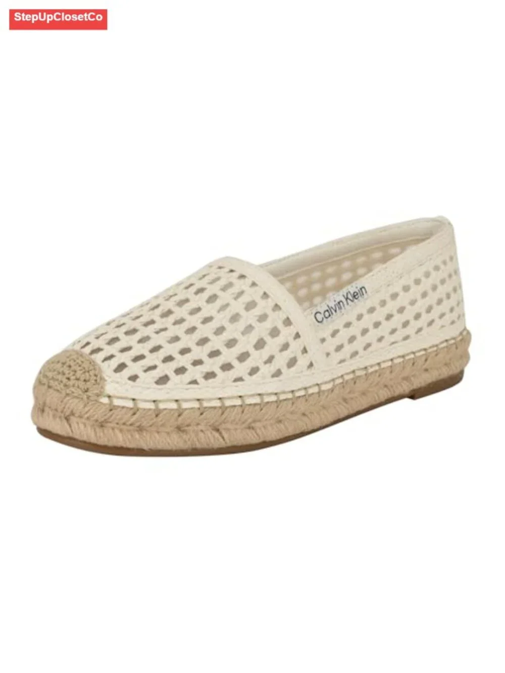 Woven Espadrille Slip-On Loafers with Faux Leather